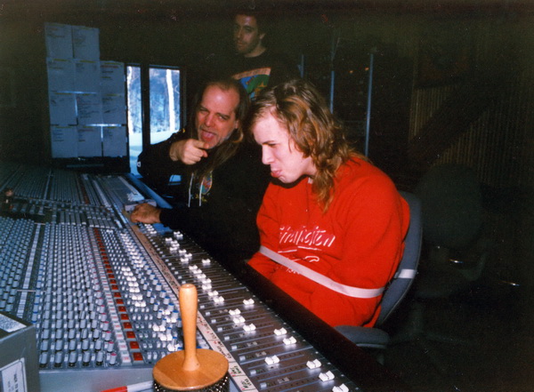 Serious times recording 'Hell To Pay' (Courtesy the Joe Rockman Archive) Ed-JH-JR - HTP - 1990_resize
