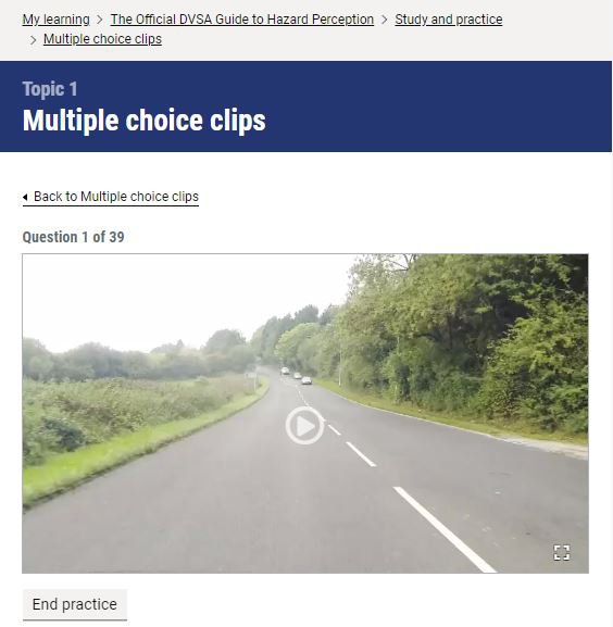 Official DVSA Guide to Hazard Perception clip screenshot