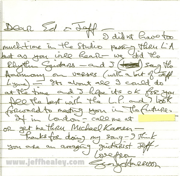 A letter from George... JH - ES Harrison Letter