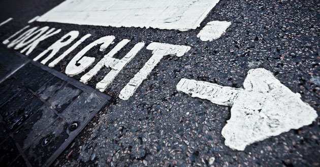Zebra crossing road lettering, look right.