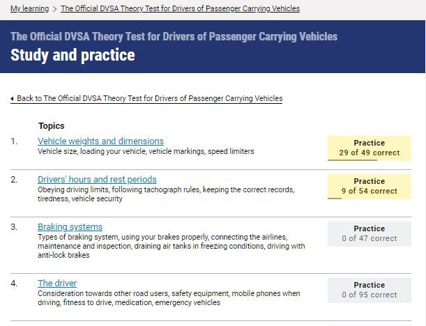 Official DVSA Theory Test Kit for PCV study screenshot